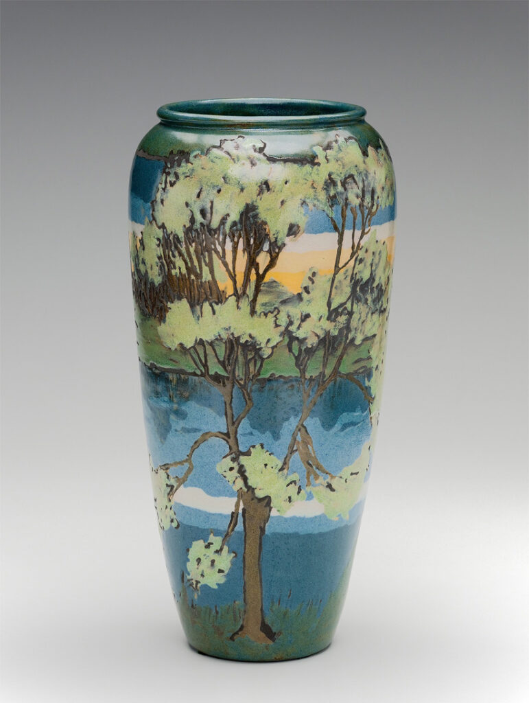 Paul Revere Pottery Vase with Landscape Scene